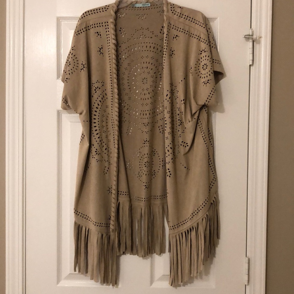 Fringed Short Sleeve Cardigan